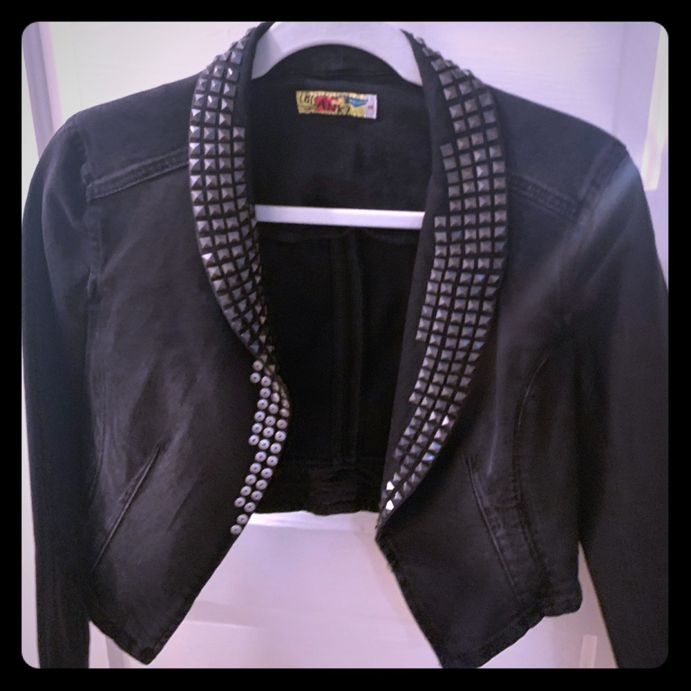 Blank NYC Rare Black Denim Studded Moto Jacket